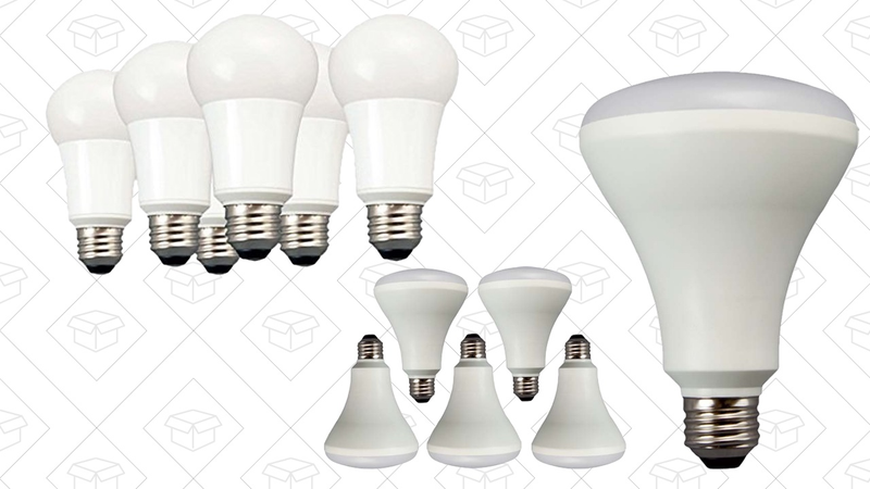 TCP LED Bulb 6-Packs: A19 Soft White, $15 | A19 Daylight, $15 | BR30 Soft White, $24 | BR30 Daylight, $24
